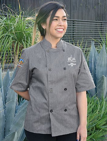 2020 SEATTLE - NC-1001LNB-SS Ladies Chef Coat in Heather Grey