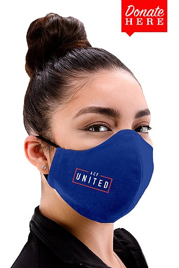 ACF UNITED (2 for $20) ROYAL BLUE WASHABLE UNISEX FACEMASK - NC-MASK-ISO-UN
